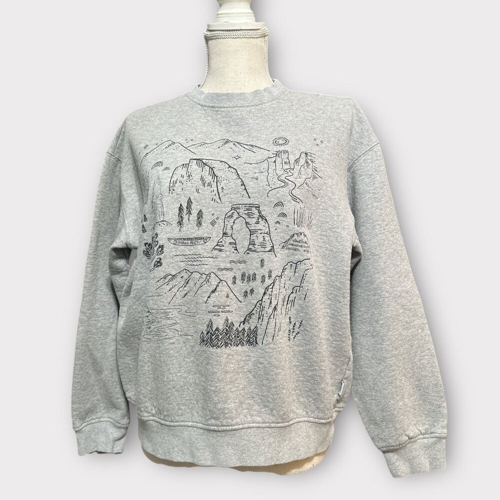 Parks Project Sweatshirt Women Medium Gray Iconic National Parks Fleece Crewneck